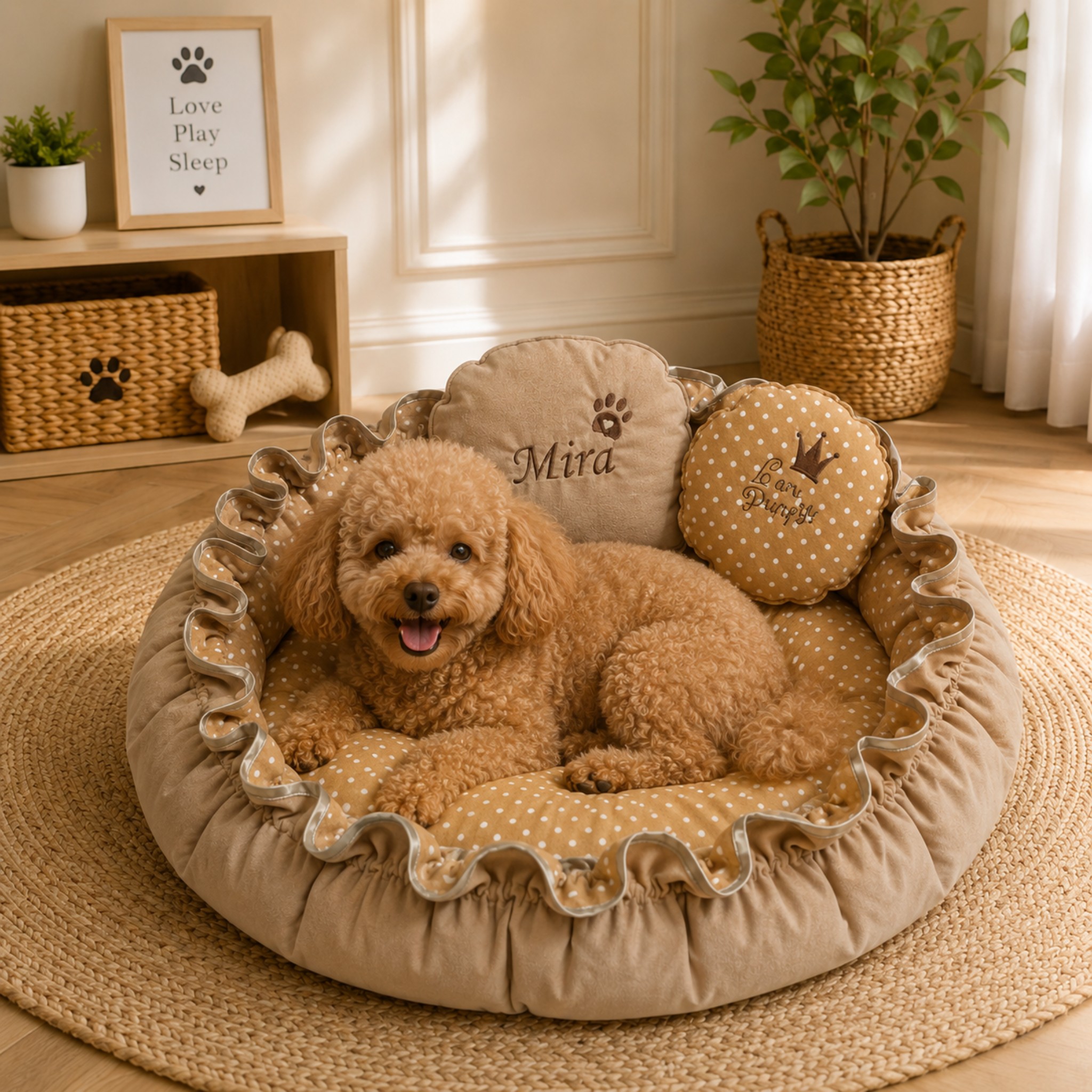 Cuccia Rotonda Lusso Double Face Velluto Blu per Cani